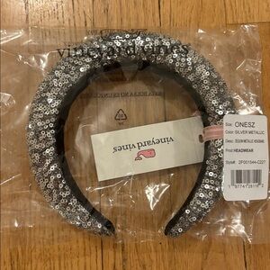 Vineyard Vines Silver Sequin Metallic Headband